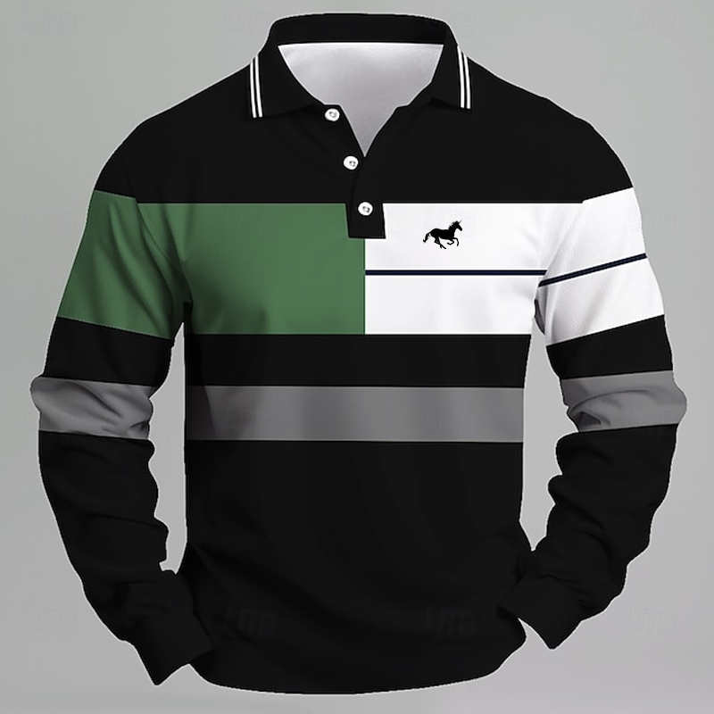 Golf Equipment Rental - Polo avec logo licorne imprimé rayé
